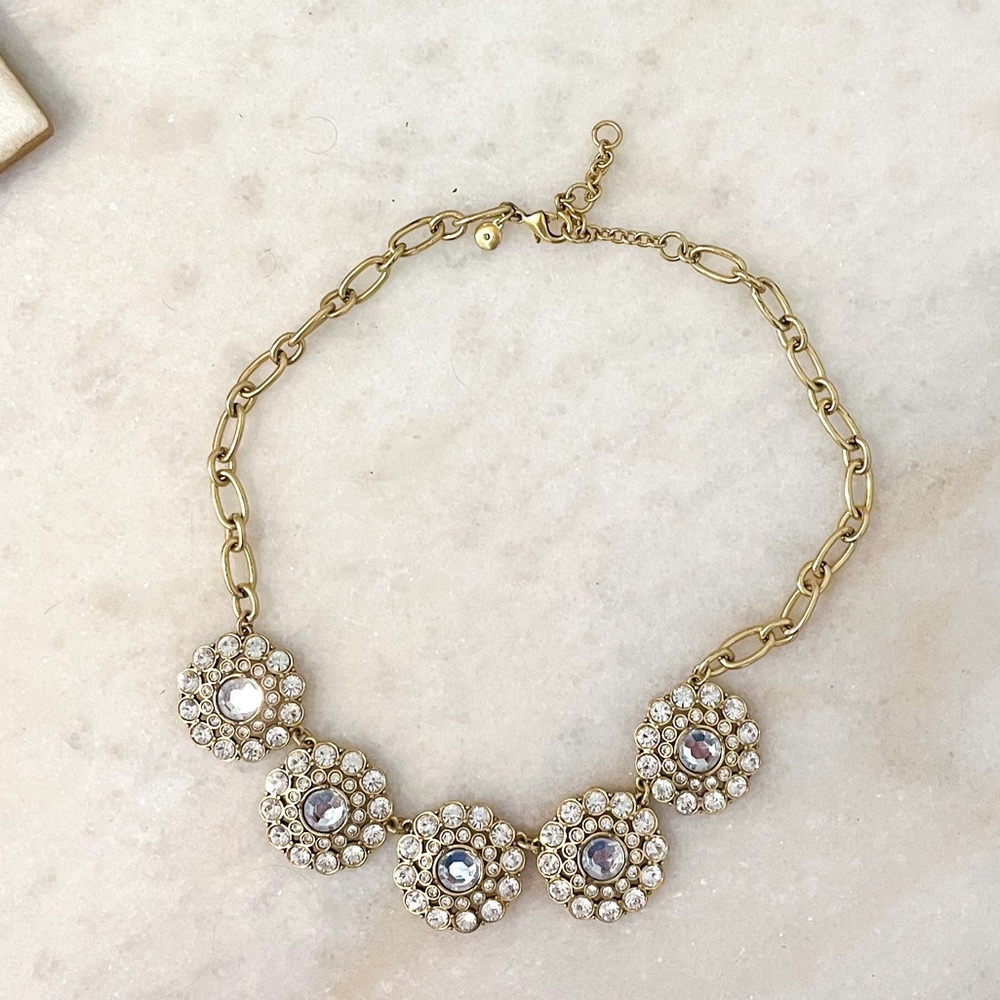 J. Crew Factory Gold Tone Crystal Statement Necklace
